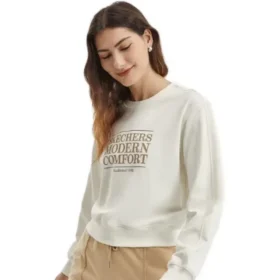 Suéter de cuello redondo con letras impresas «Gris-Blanco»