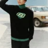 Suéter de marca de la serie Casual Colorida «Negro Verde»