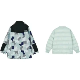 Traje con chaqueta con capucha y cremallera con estampado completo «Teal Black White»