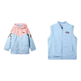 Traje deportivo con capucha y cremallera con letras impresas «Azul Rosa»