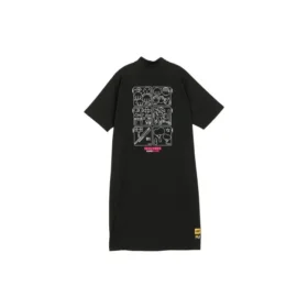 Vestido casual con medio cierre y logo estampado «Blanco Rosa Negro»