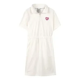 Vestido de manga corta con logo estampado que marca la cintura «Blanco, Negro, Azul»