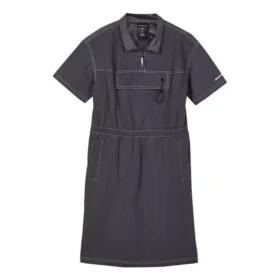 Vestido deportivo casual de manga corta con cuello de suéter y color liso «Negro»