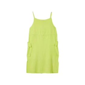 Vestido holgado sin mangas de color liso con cordón en la cintura «Verde»