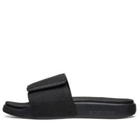 Zapatillas de casa de talón plano con velcro, color negro