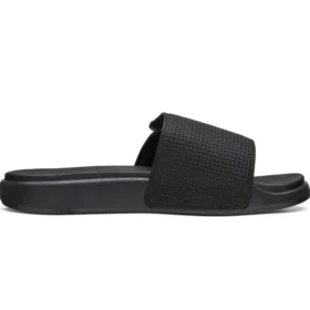 Zapatillas de casa de talón plano con velcro, color negro