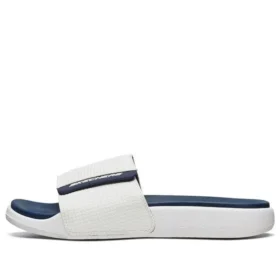 Zapatillas de casa de talón plano con velcro para exteriores, blancas y azules