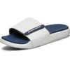 Zapatillas de casa de talón plano con velcro para exteriores, blancas y azules