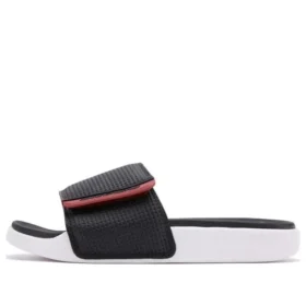 Zapatillas de casa planas con velcro, elegantes, en negro y rojo