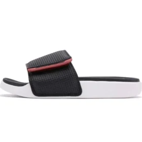 Zapatillas de casa planas con velcro, elegantes, en negro y rojo