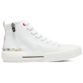 Zapatillas de lona de caña alta James Goldcrown x Skechers New Moon, blancas