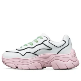 Zapatos bajos «D» de AMP, estilo papá, en blanco y rosa