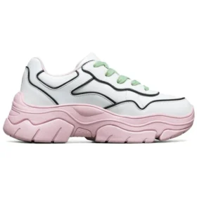 Zapatos bajos «D» de AMP, estilo papá, en blanco y rosa