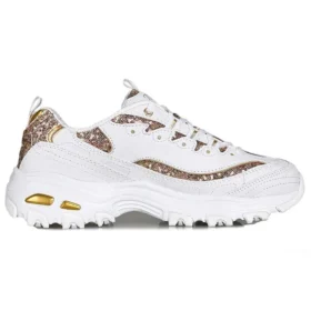 Zapatos D’ Lites de caña baja estilo papá, blancos/dorados
