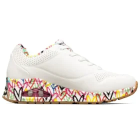 Zapatos de correr James Goldcrown x Skechers Uno Low, color blanco