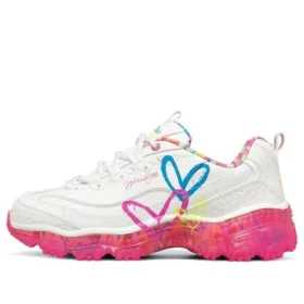 Zapatos de running de caña baja James Goldcrown x Skechers D’ Lites Crystal, rosa/blanco
