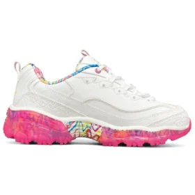 Zapatos de running de caña baja James Goldcrown x Skechers D’ Lites Crystal, rosa/blanco