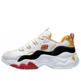 Zapatos de running de caña baja One Punch Man x Skechers D lites 3.0 Blanco/Negro/Amarillo